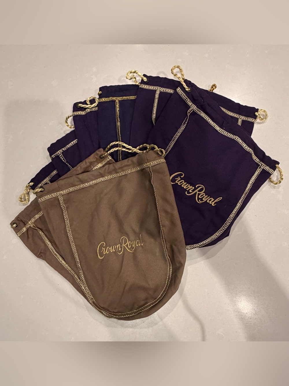 9 Crown Royal Velvet Drawstring Bags - Purple & Brown